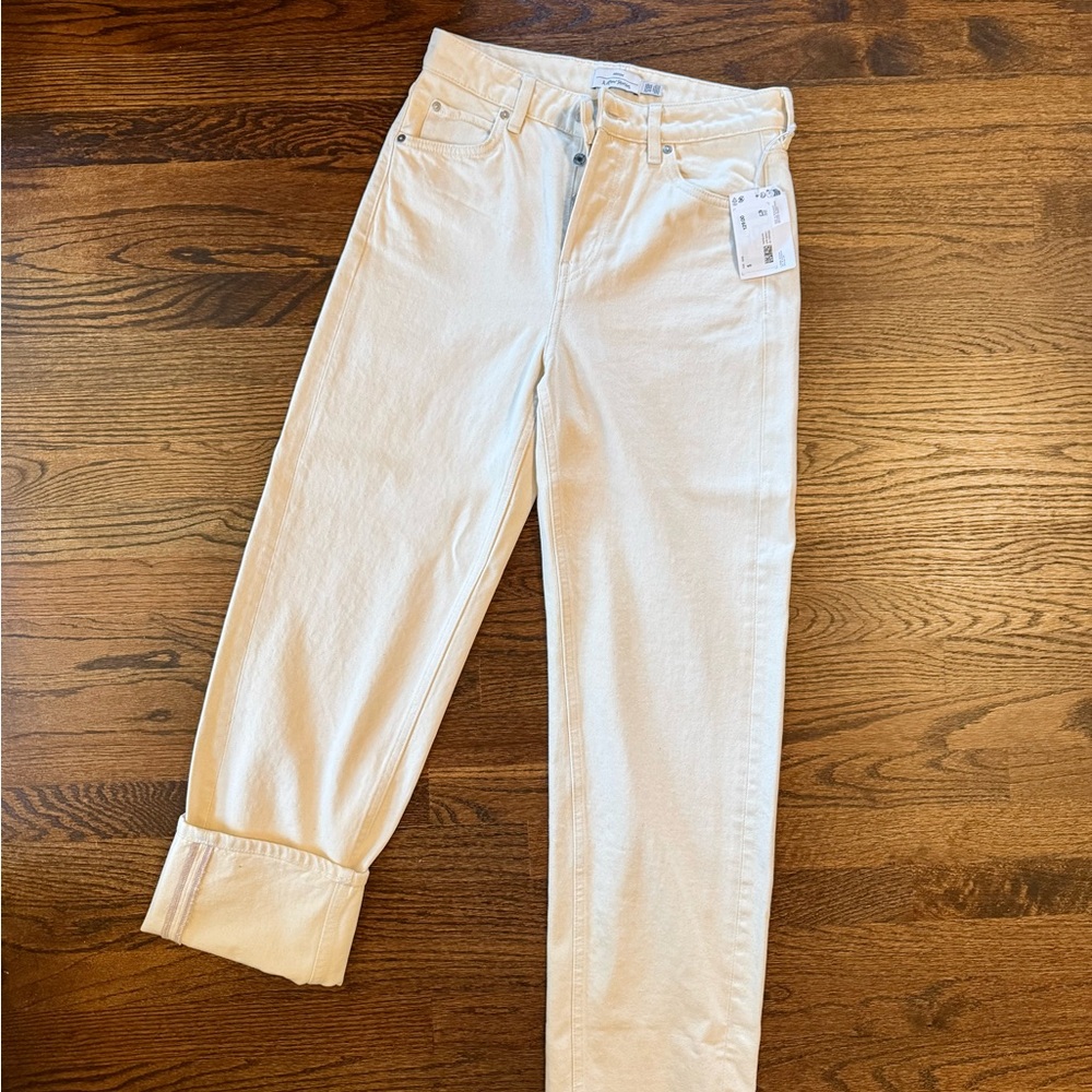 Ecru cream colored barrel leg jeans NWT